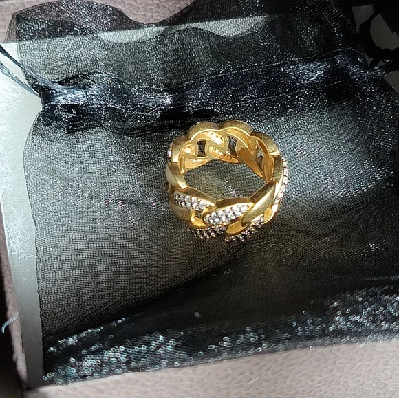 Freida Rothman Gold & Diamond Women's Ring - Paived Iced - Size 8 - New in Box - Picture 8 of 16